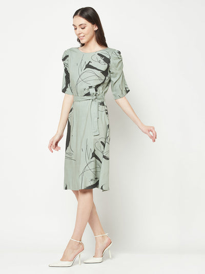  Olive Tie Belt Dress