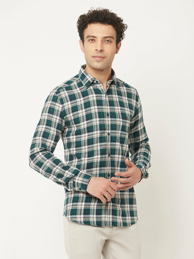   Teal Green Shirt in Tartan Checks 