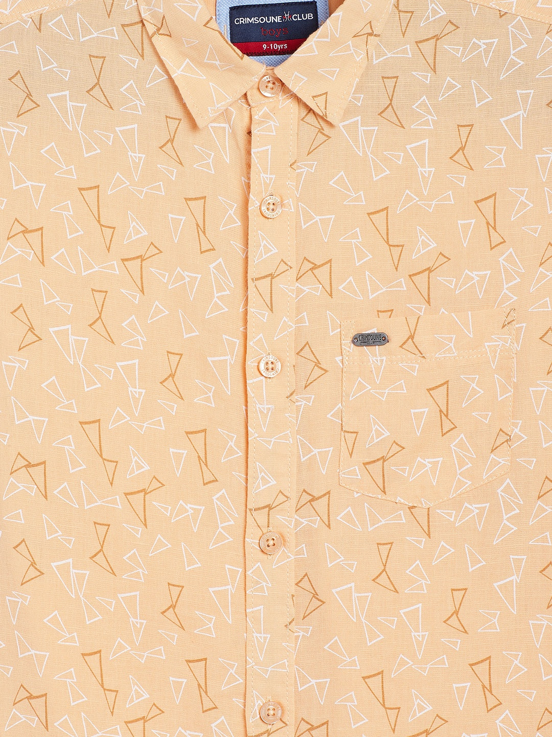 Orange Printed Linen Casual Shirt - Boys Shirts