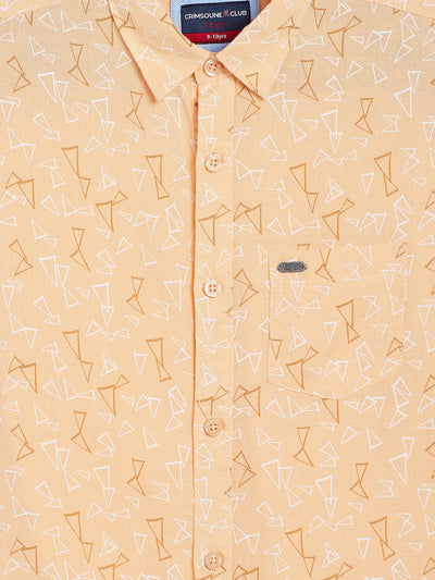 Orange Printed Linen Casual Shirt - Boys Shirts