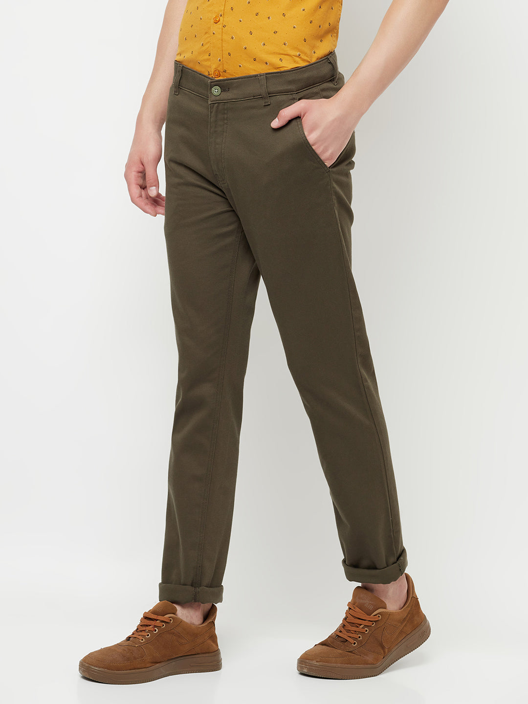 Olive Casual Trousers - Men Trousers