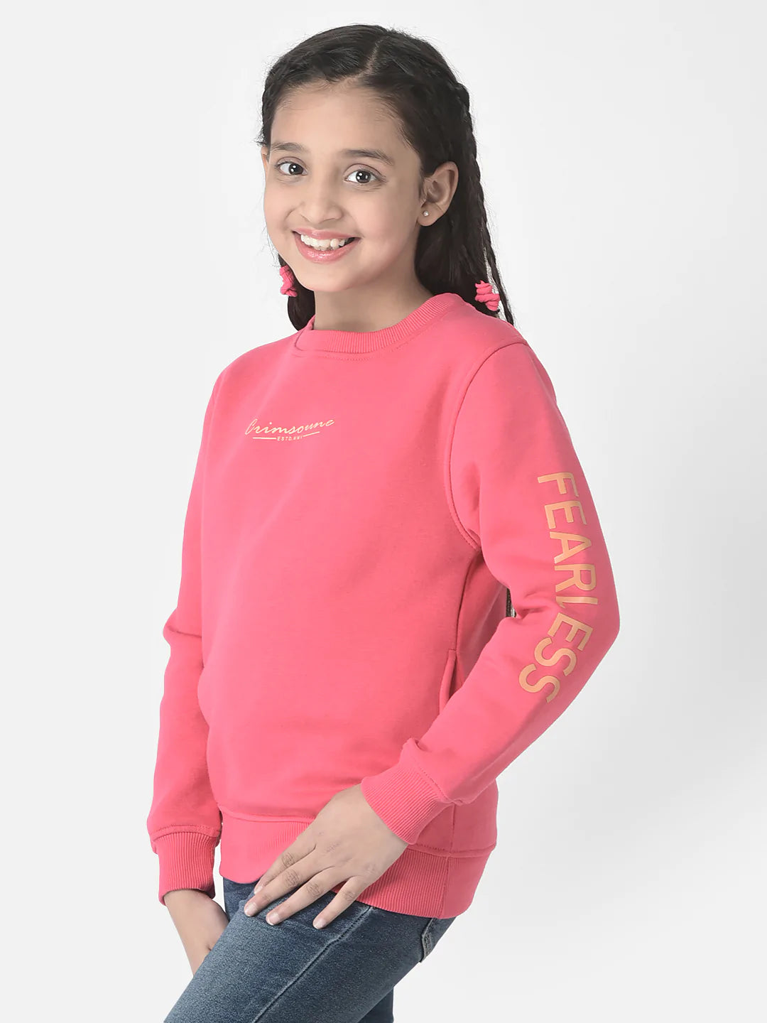  Raspberry Pink Brand-Typography Sweatshirt