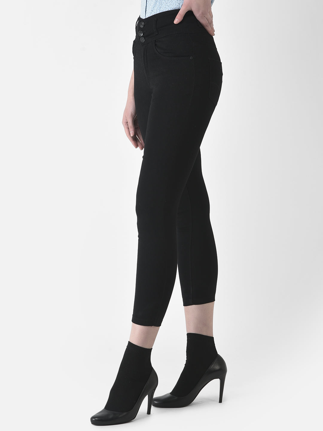  Black Slim-Fit Midi Jeans
