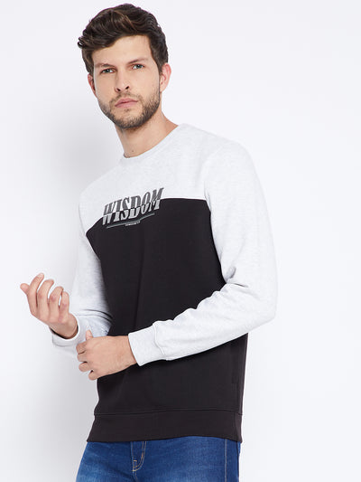 Black Colourblocked Round Neck Sweatshirt - Men Sweatshirts