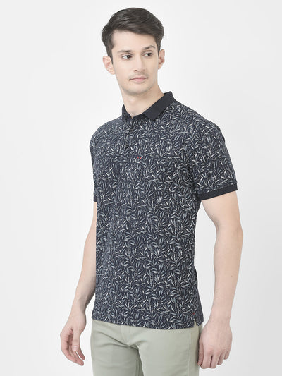  Dark Navy Floral Polo T-Shirt