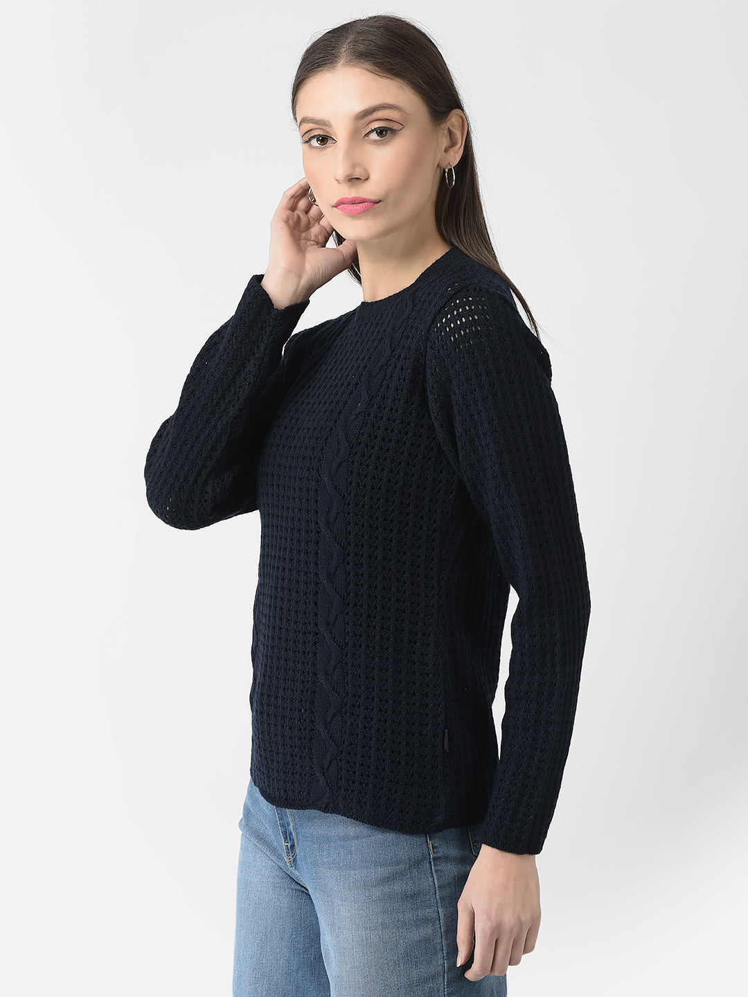  Navy Blue Embroidered Sweater 