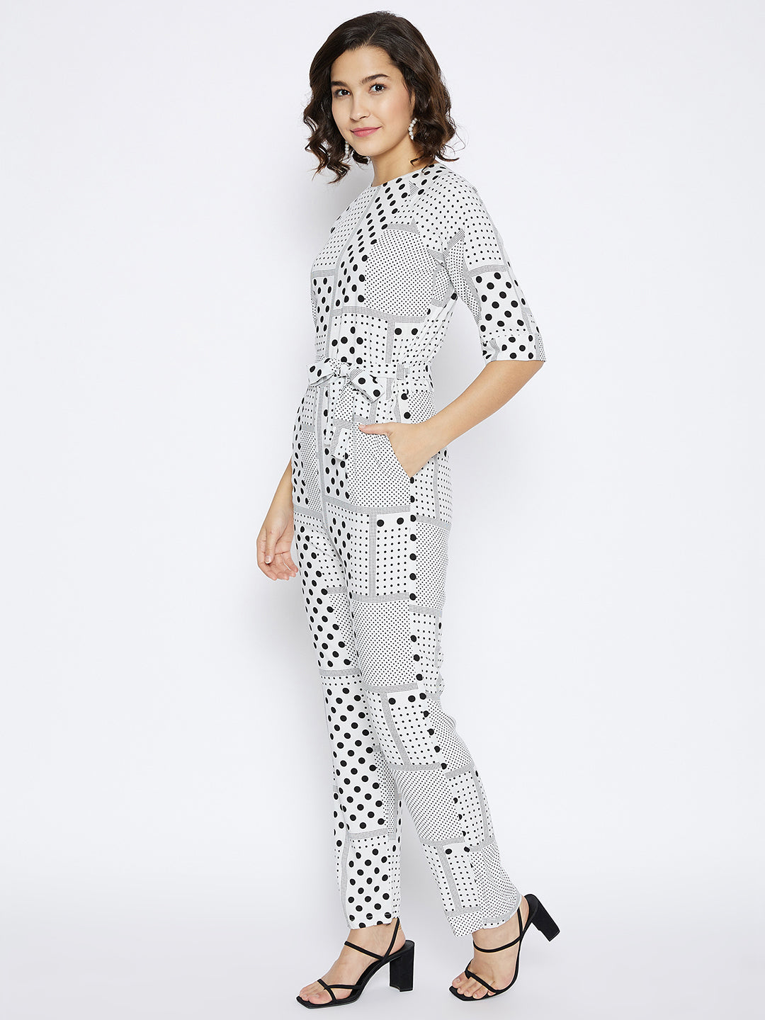 White Printed Jumpsuit for women Crimsoune Club COD