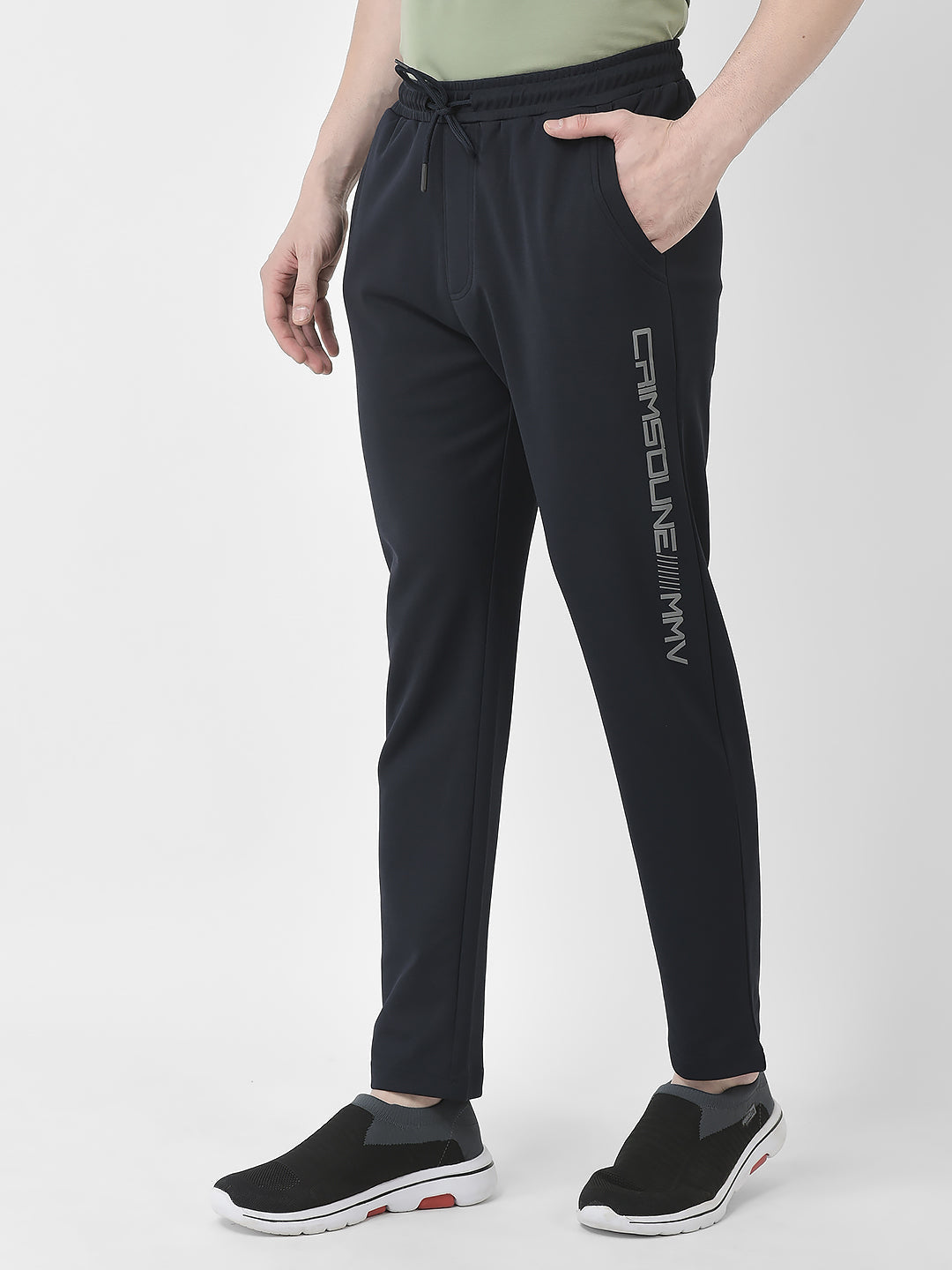  Navy Blue Logo-Work Track Pants