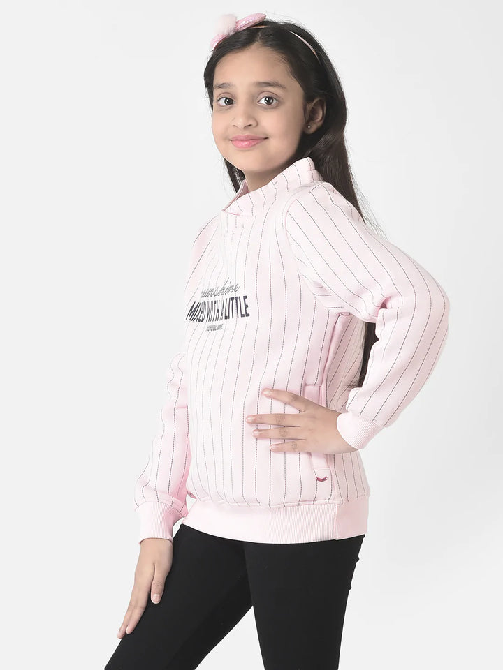  Pink Striped Cowl Sweatshirt