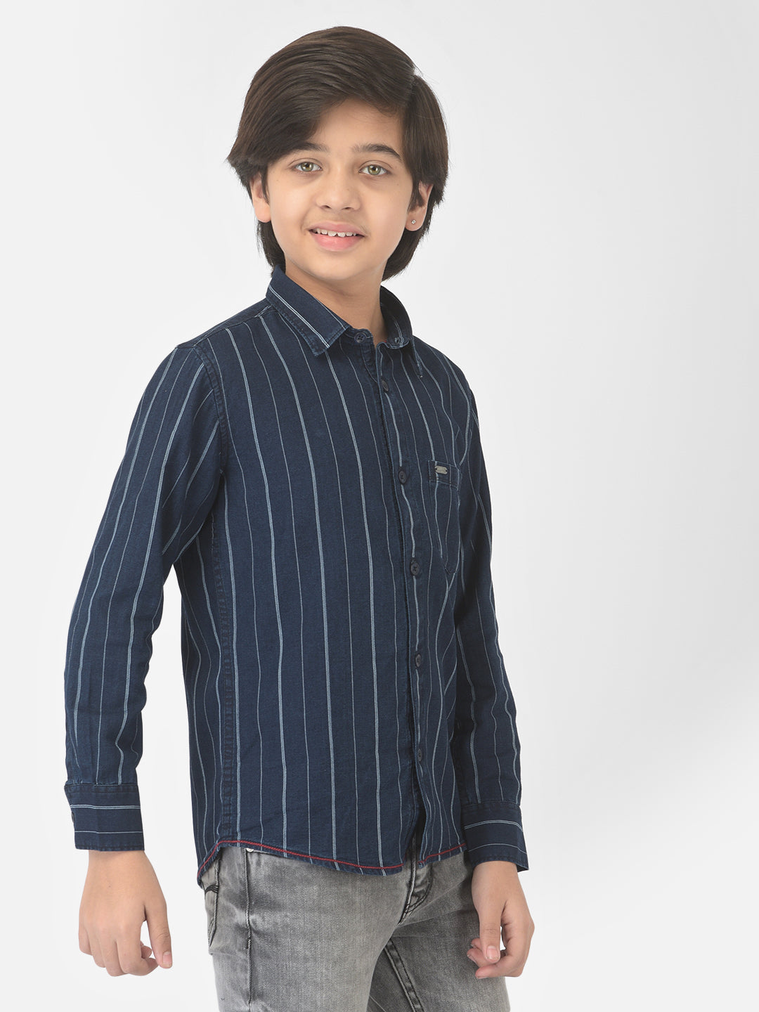 Navy Blue Striped Shirt - Boys Shirts