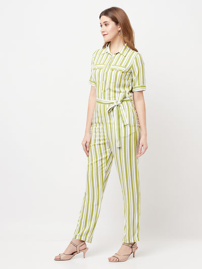 Green Striped Jumpsuit - Women Jumpsuits