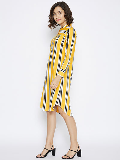 Yellow Striped shirt Dress - Women Dresses