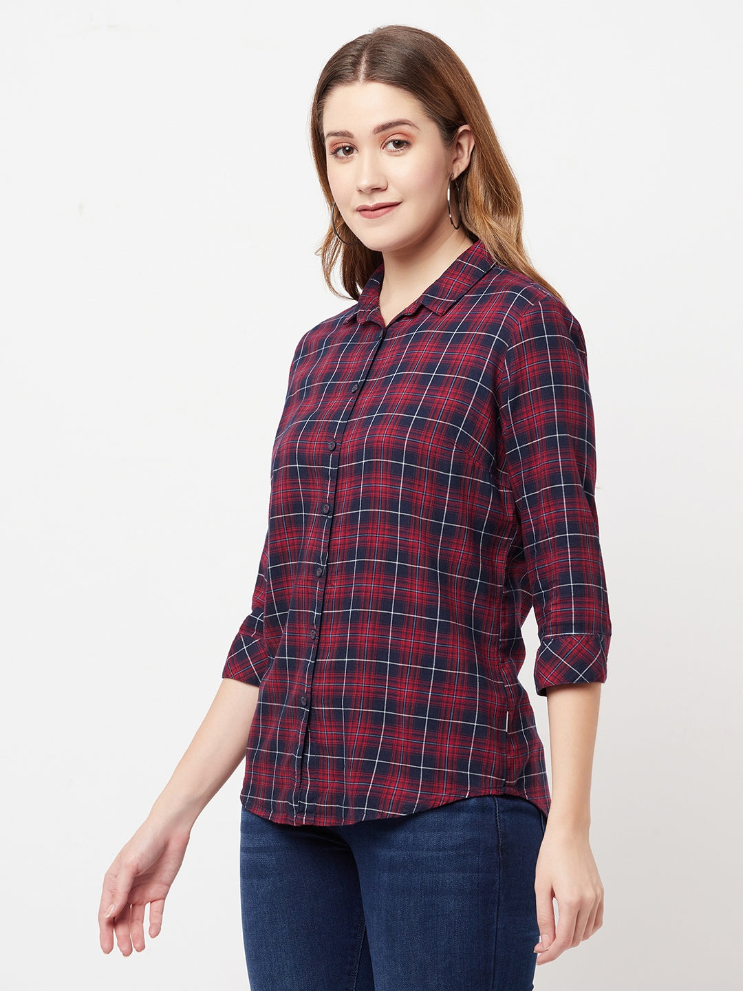 Red Checked Shirt - Women Shirts