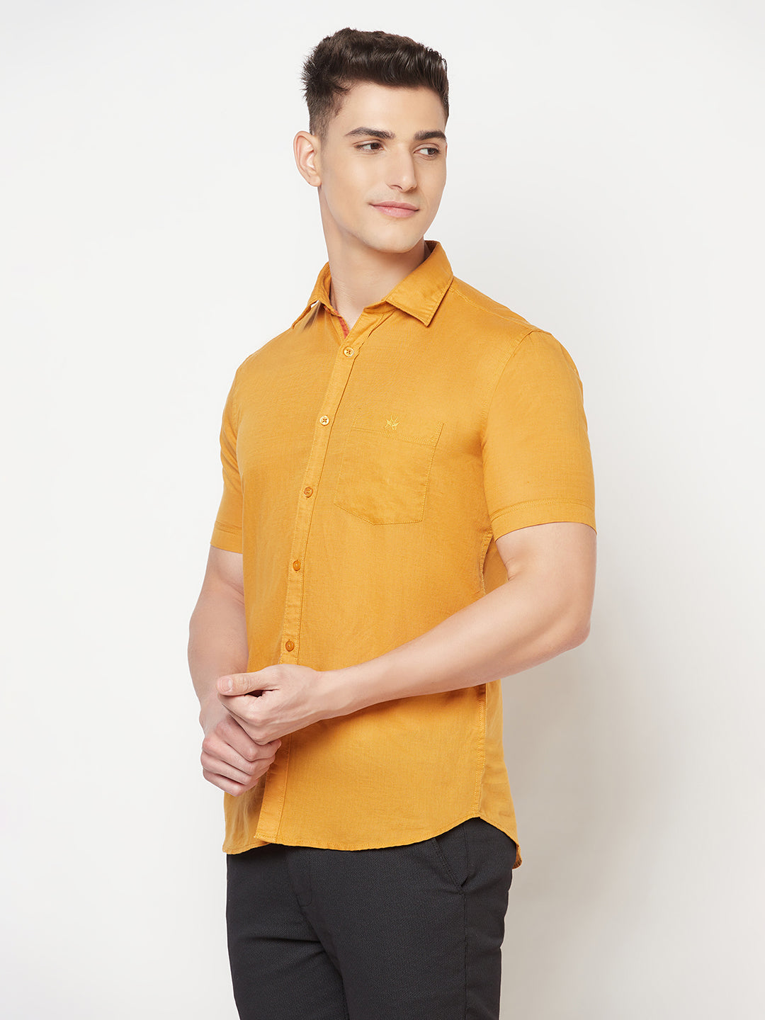 Mustard Linen Shirt - Men Shirts