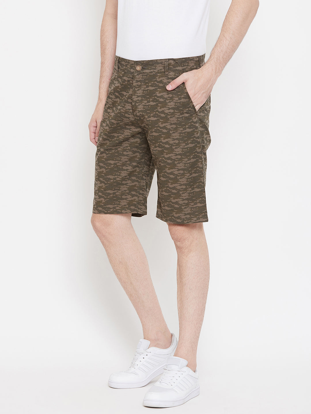 Olive Printed shorts - Men Shorts