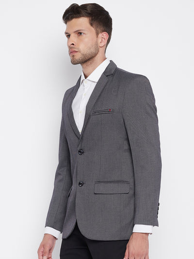 Grey Notched Lapel Blazer - Men Blazers