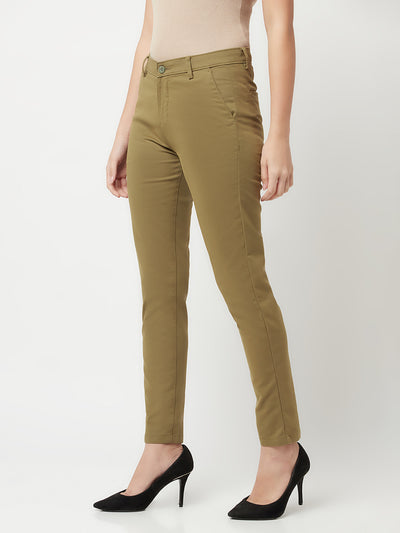 Moss Green Trousers-Women Trousers-Crimsoune Club