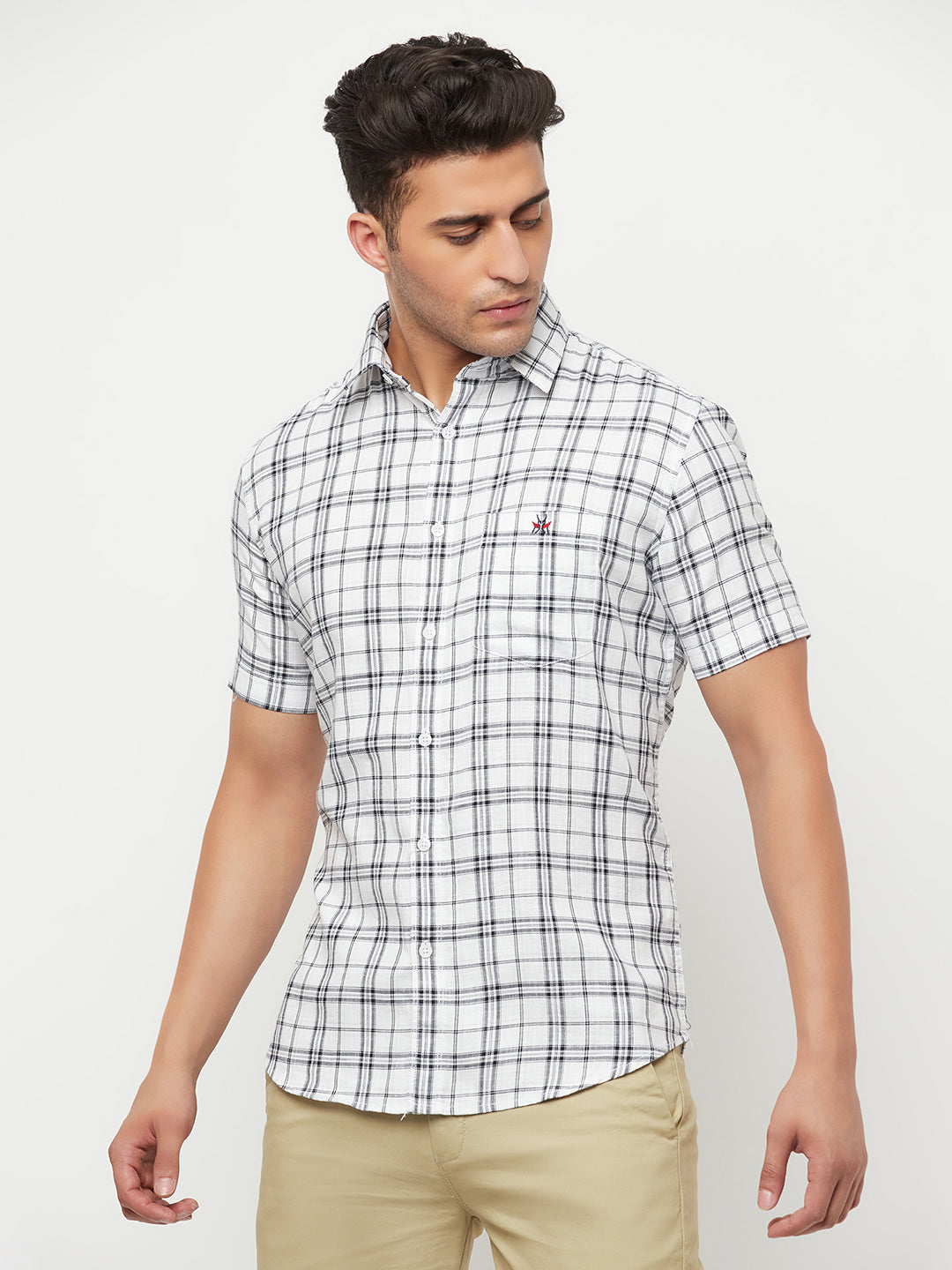 White Checked Shirt - Men Shirts