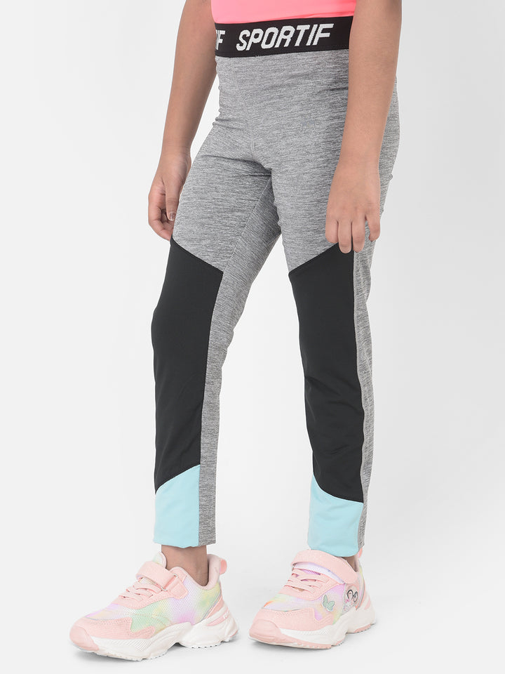 Grey Colourblocked High Waisted Track Pants - Girls Track Pants