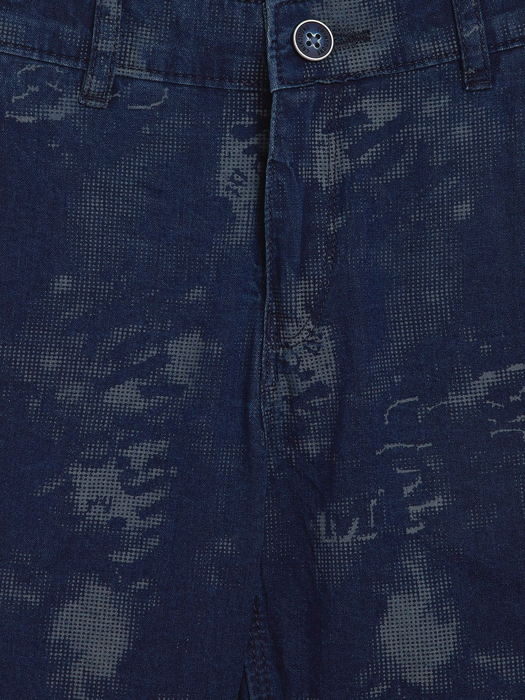 Navy Blue Printed Slim Fit Shorts - Boys Shorts
