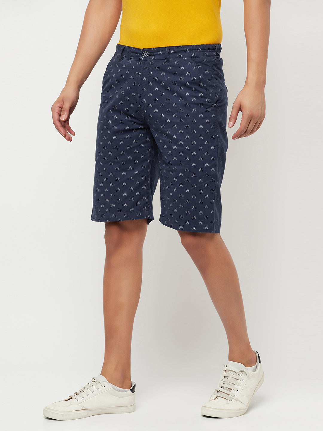 Navy Blue Printed Shorts - Men Shorts