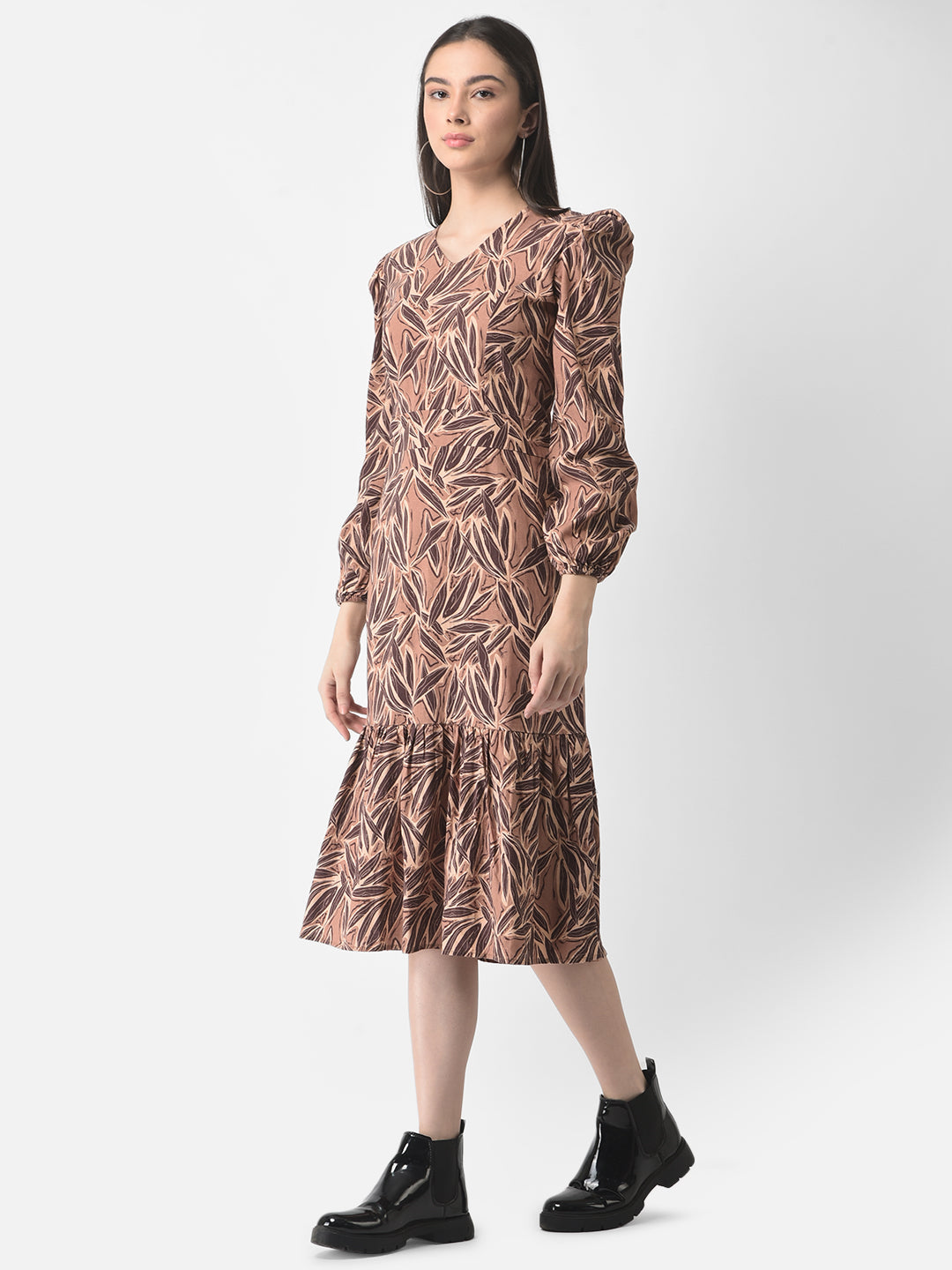  Brown Floral Dress