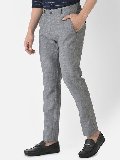 Melange Grey Trousers in Cotton Blend  