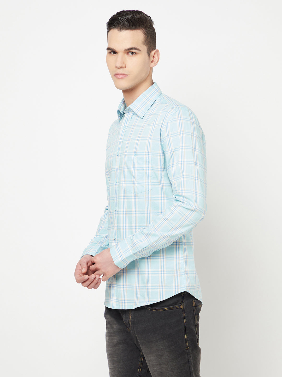 Blue Checked Shirt - Men Shirts