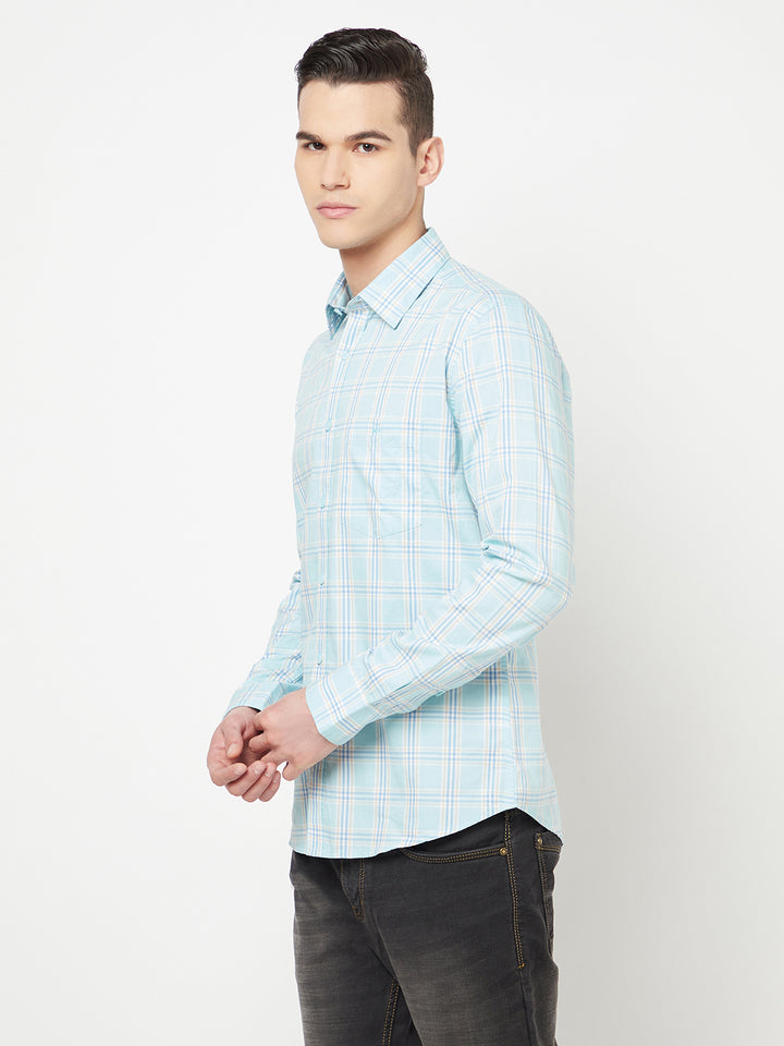 Blue Checked Shirt - Men Shirts