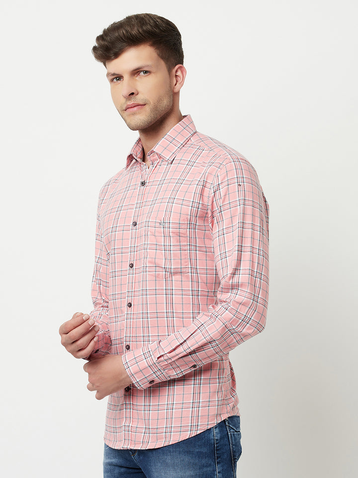 Pink Tartan Checked Shirt-Men Shirts-Crimsoune Club