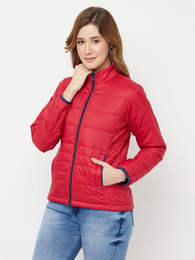 Red Reversible Padded Jacket - Women Jackets