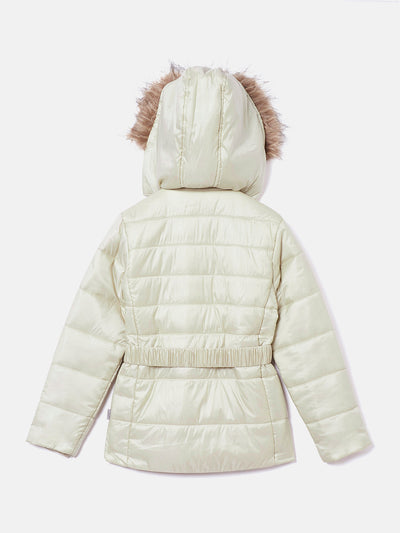 White Detachable Hood Jacket - Girls Jackets