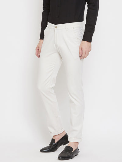 Off White Slim Fit Trousers - Men Trousers