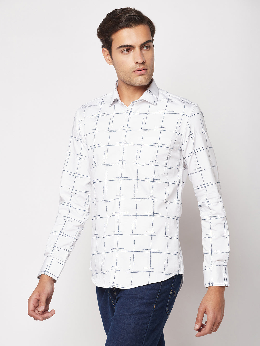  Abstract Print White Shirt