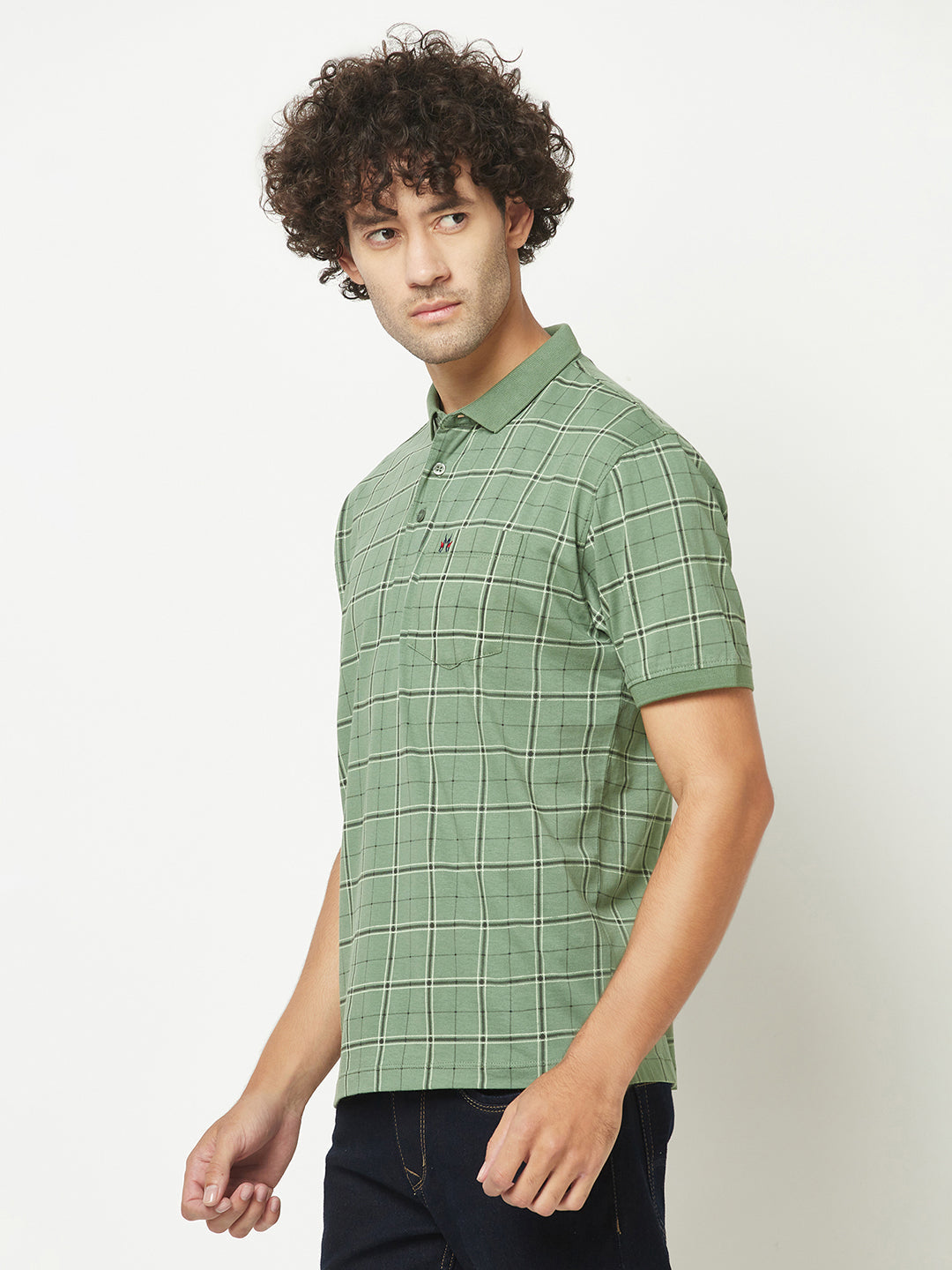  Olive Checkered Polo T-Shirt