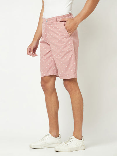 Salmon Pink Graphic Print Chino Shorts