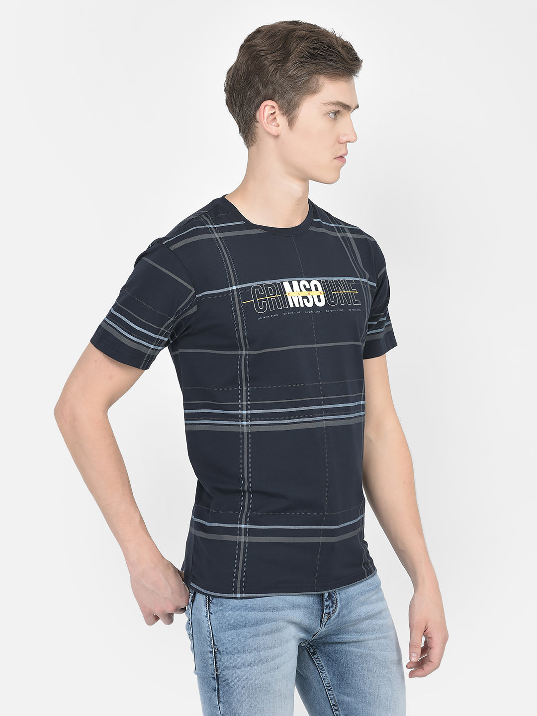 Dark Navy Blue Brand-Logo T-Shirt