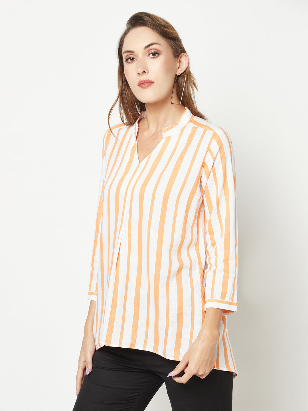  Orange Striped Top