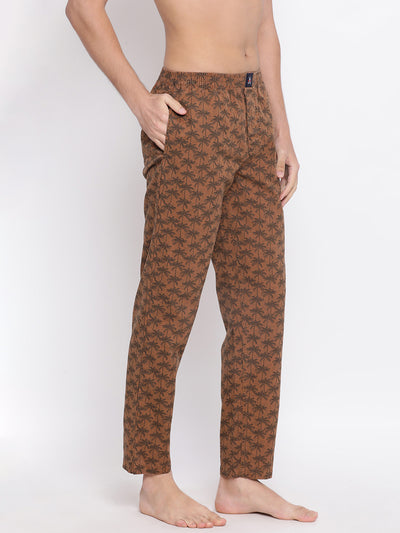 Brown Printed Slim Fit Lounge Pants - Men Lounge Pants