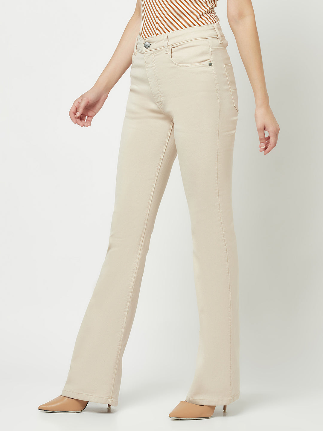 Beige Bootcut Jeans