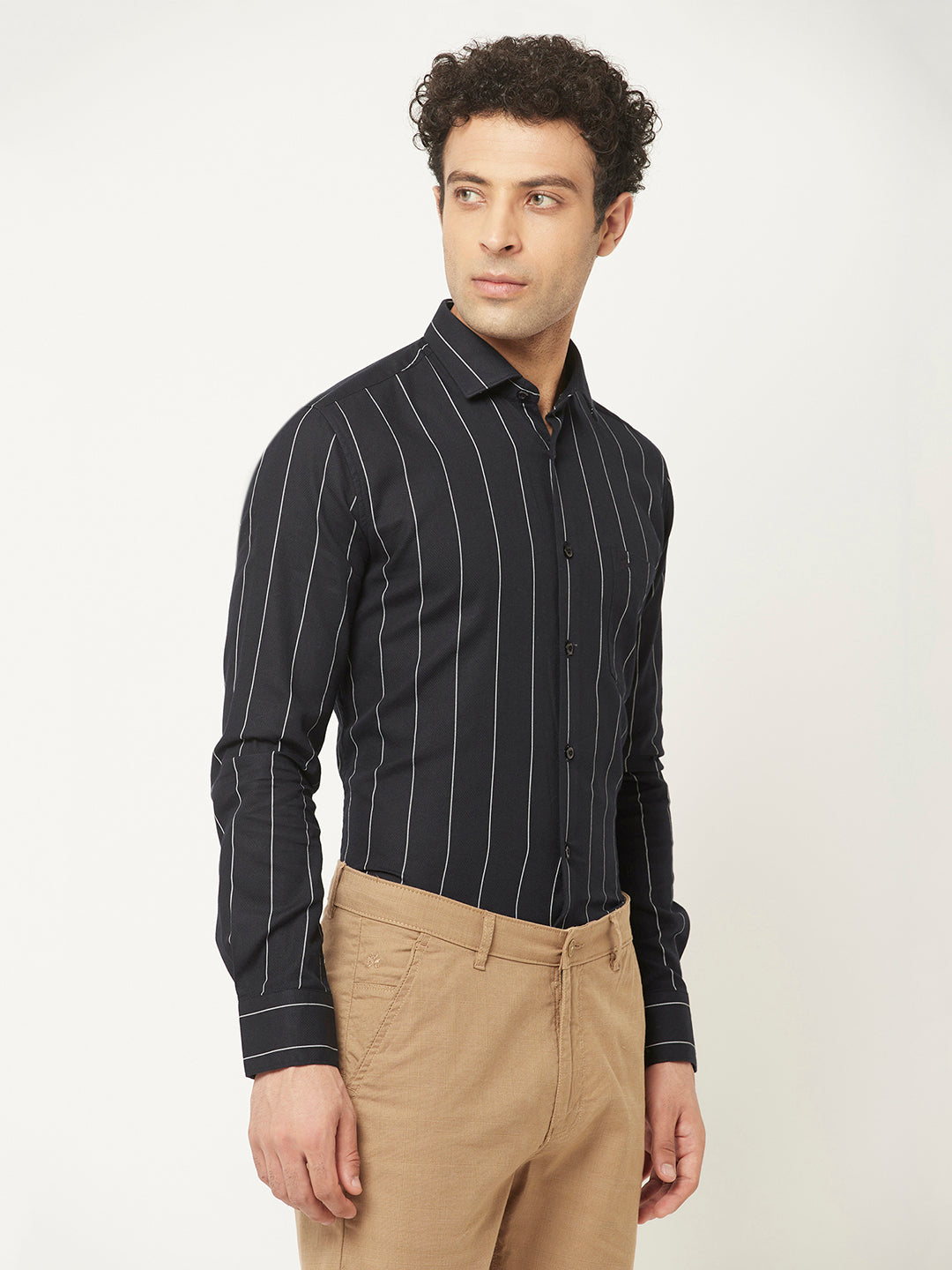   Navy Blue Shirt in Stripes 