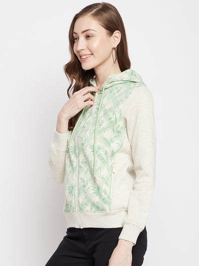 Green Floral Hooded Sweatshirt - Women Sweatshirts
