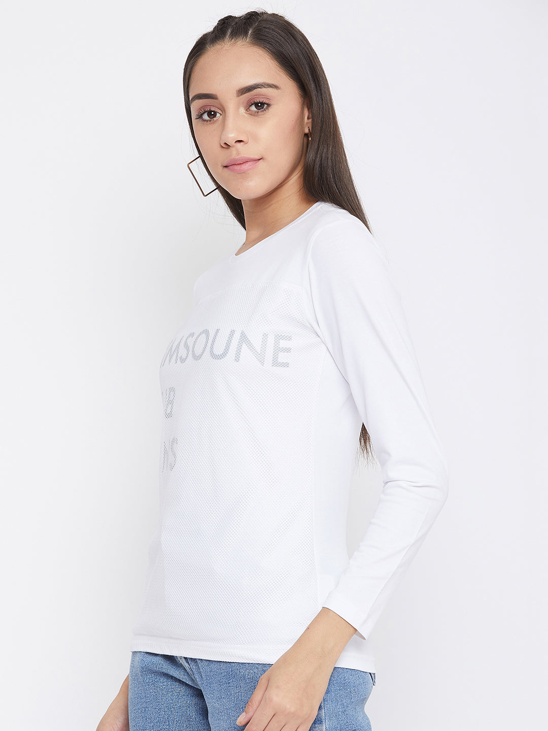 White Printed Round Neck T-Shirt - Women T-Shirts