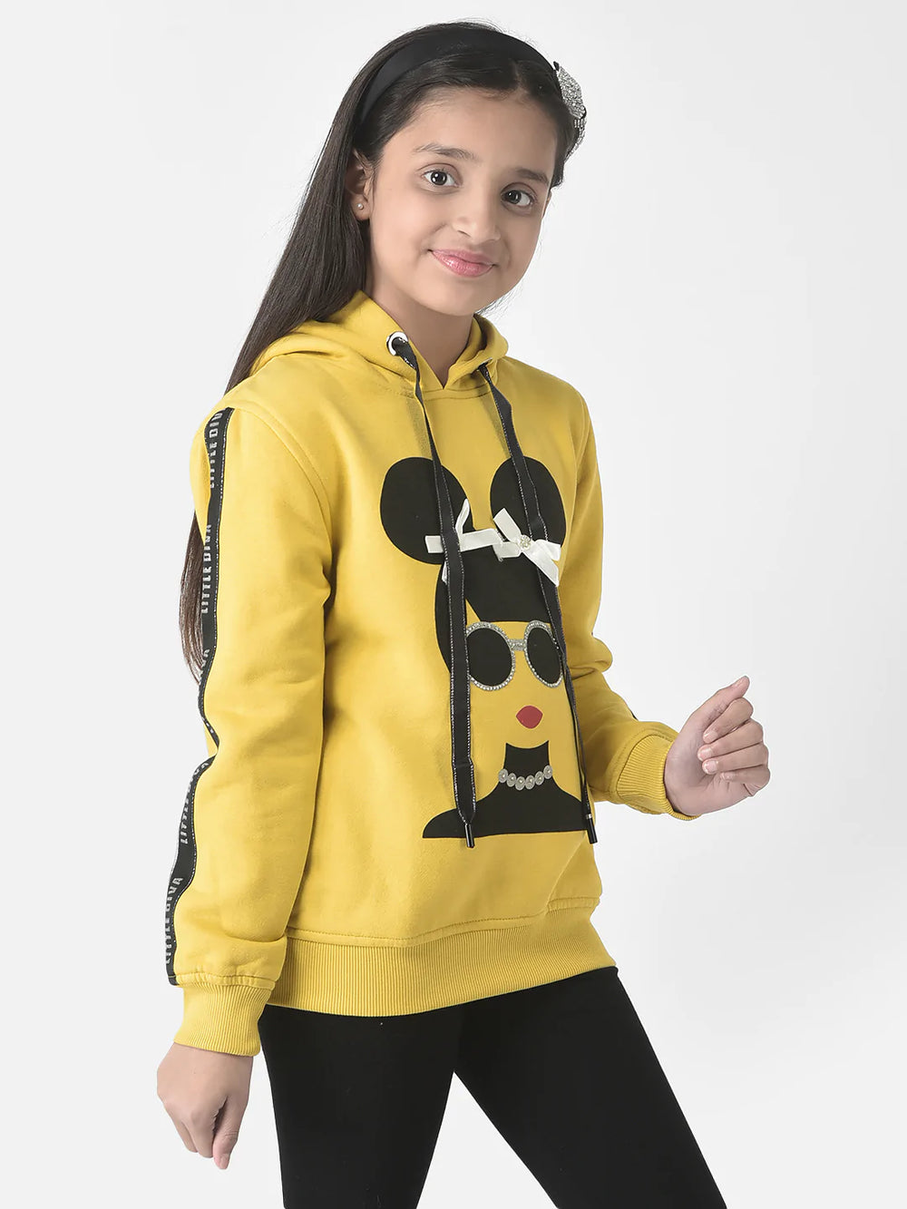  Mustard Graphic Face Hooded Sweatshirt