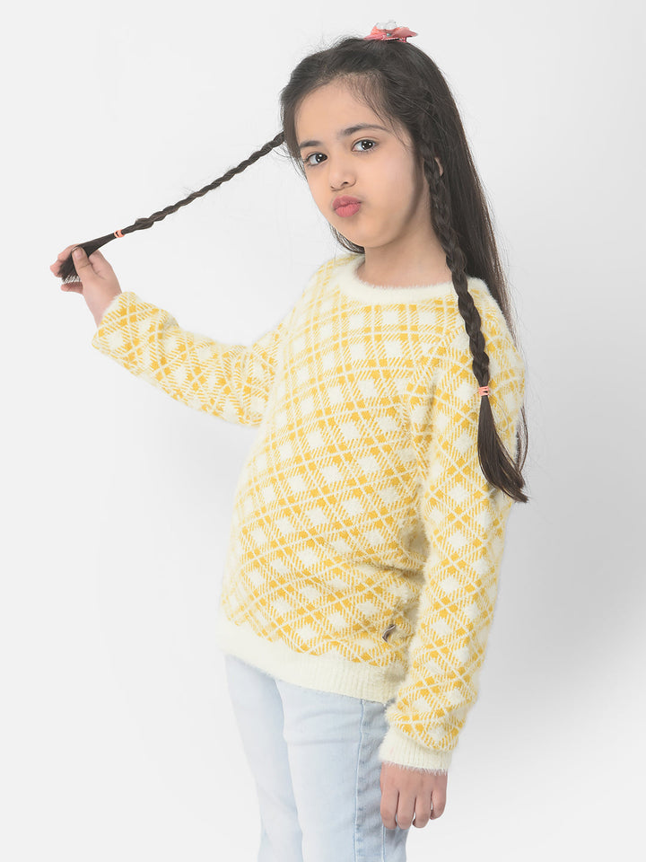 Mustard Yellow Checkered Sweater 
