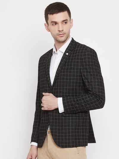 Black Checked Blazer - Men Blazers