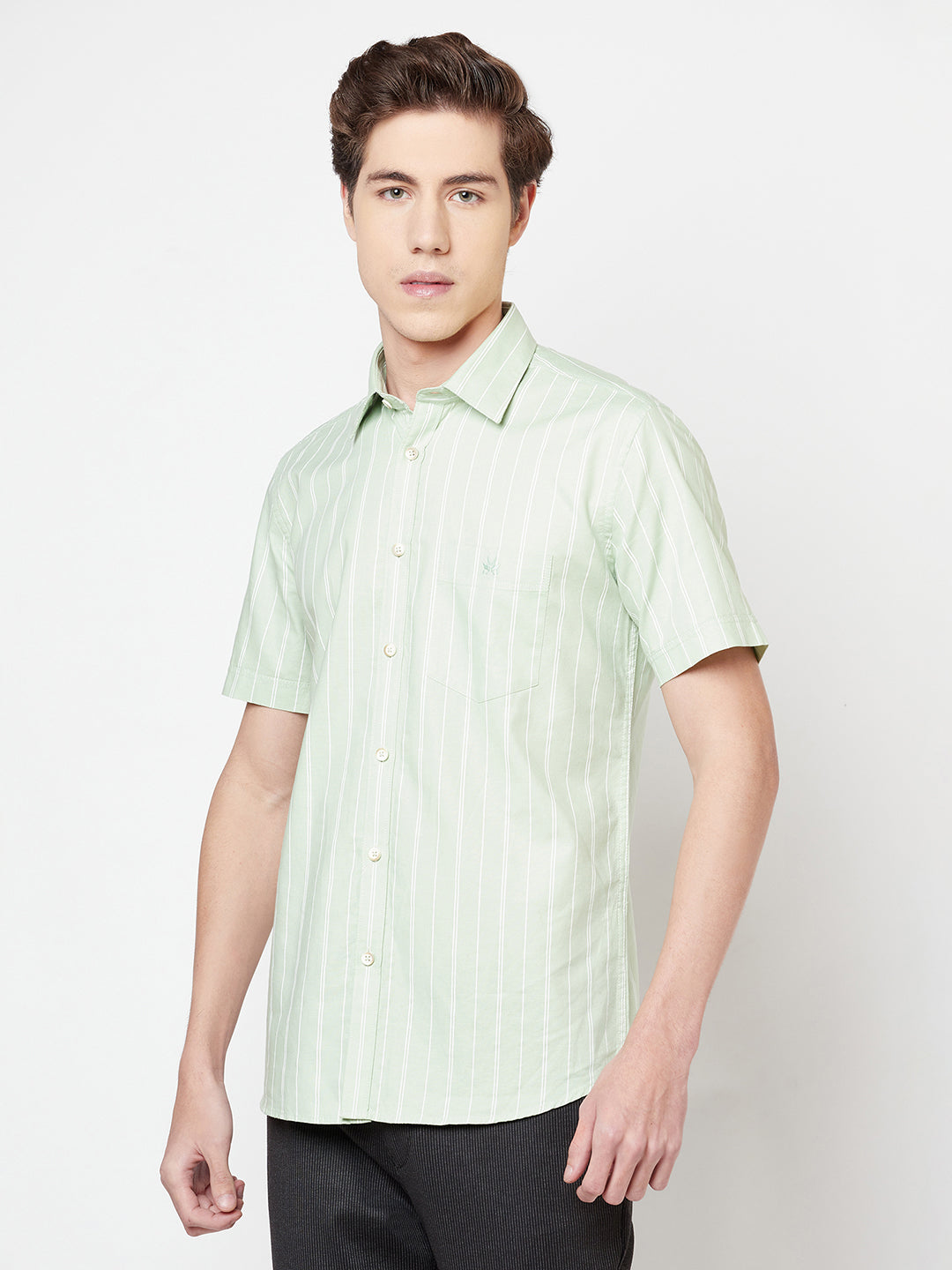 Mint Green Striped Shirt - Men Shirts