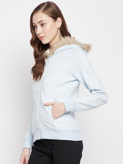 Blue Hooded Sweatshirt - Women Sweatshirts
