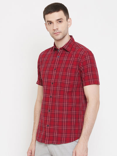 Red Checked shirt-Men Shirts-Crimsoune Club