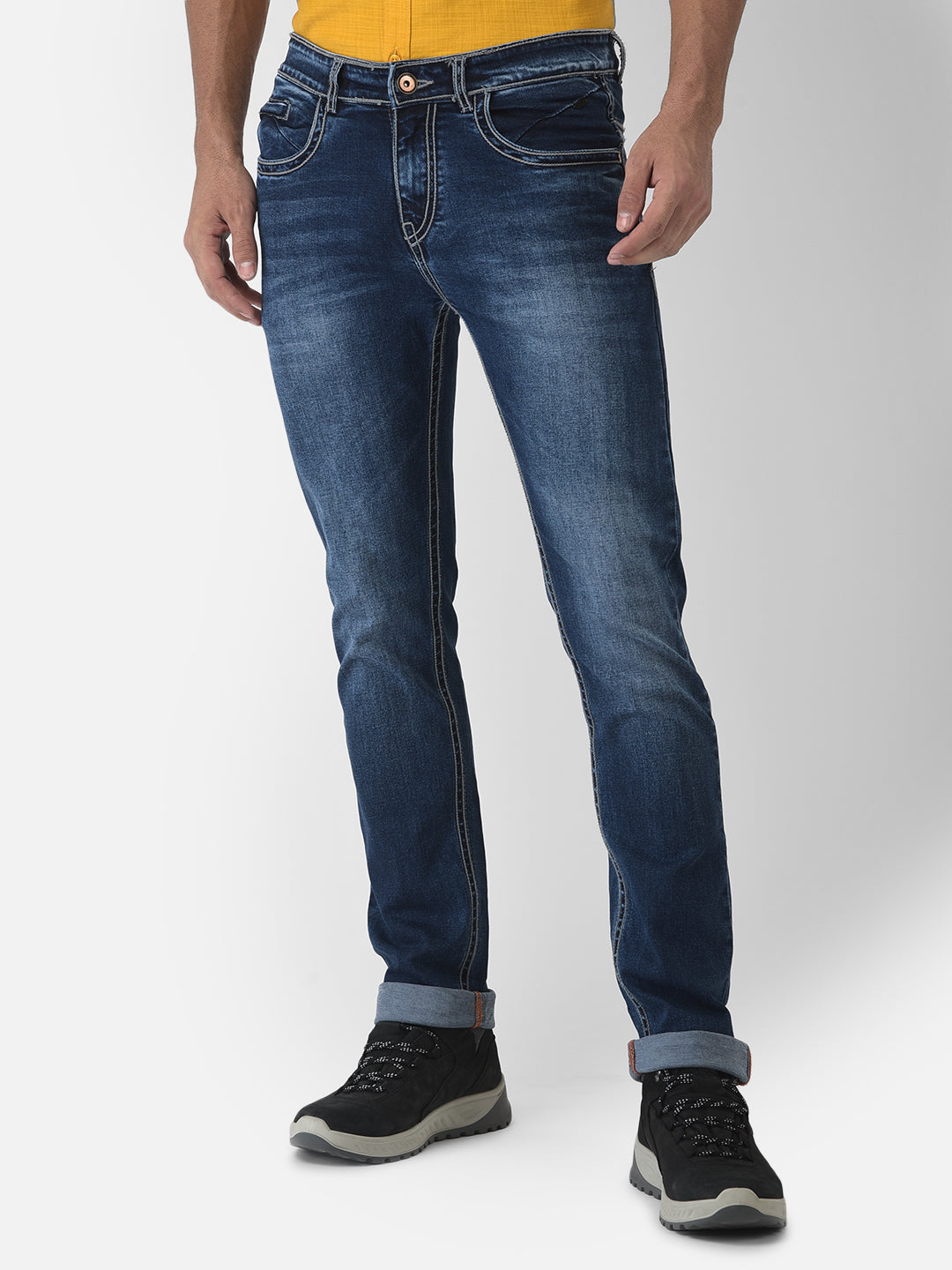 Navy Blue Light Fade Jeans - Men Jeans